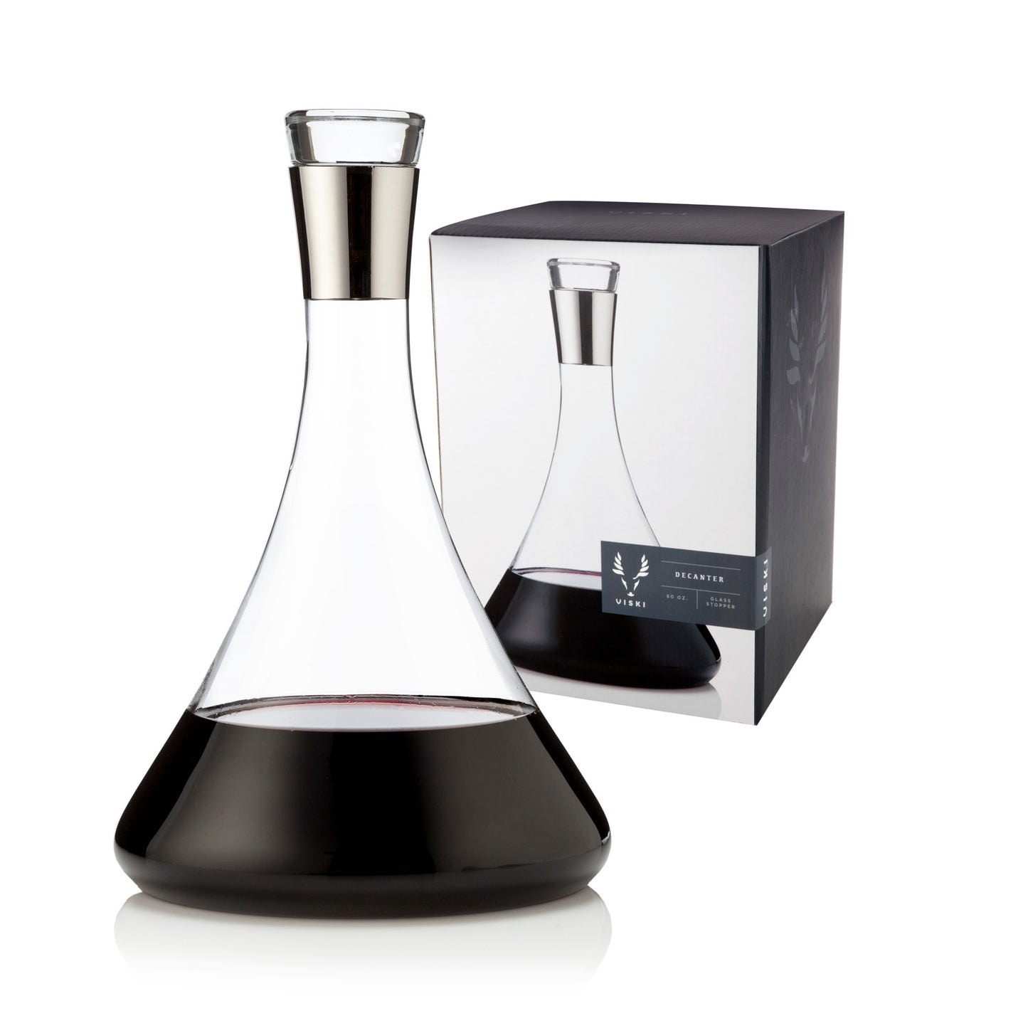 Irving 60 Oz Chrome-Rim Wine Decanter Viski