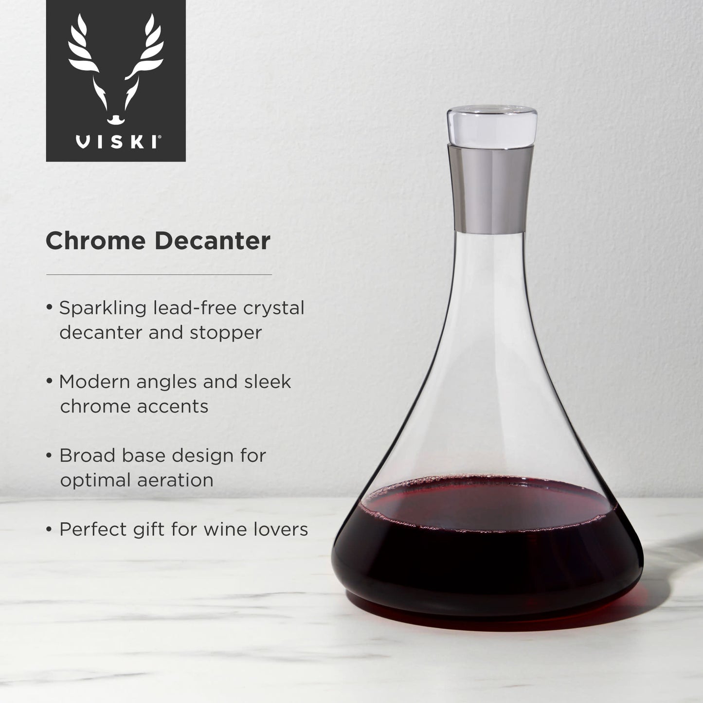 Irving 60 Oz Chrome-Rim Wine Decanter Viski
