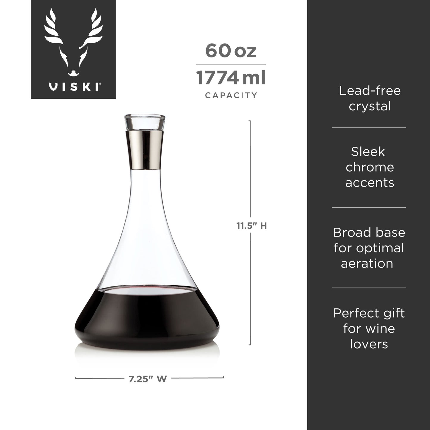 Irving 60 Oz Chrome-Rim Wine Decanter Viski