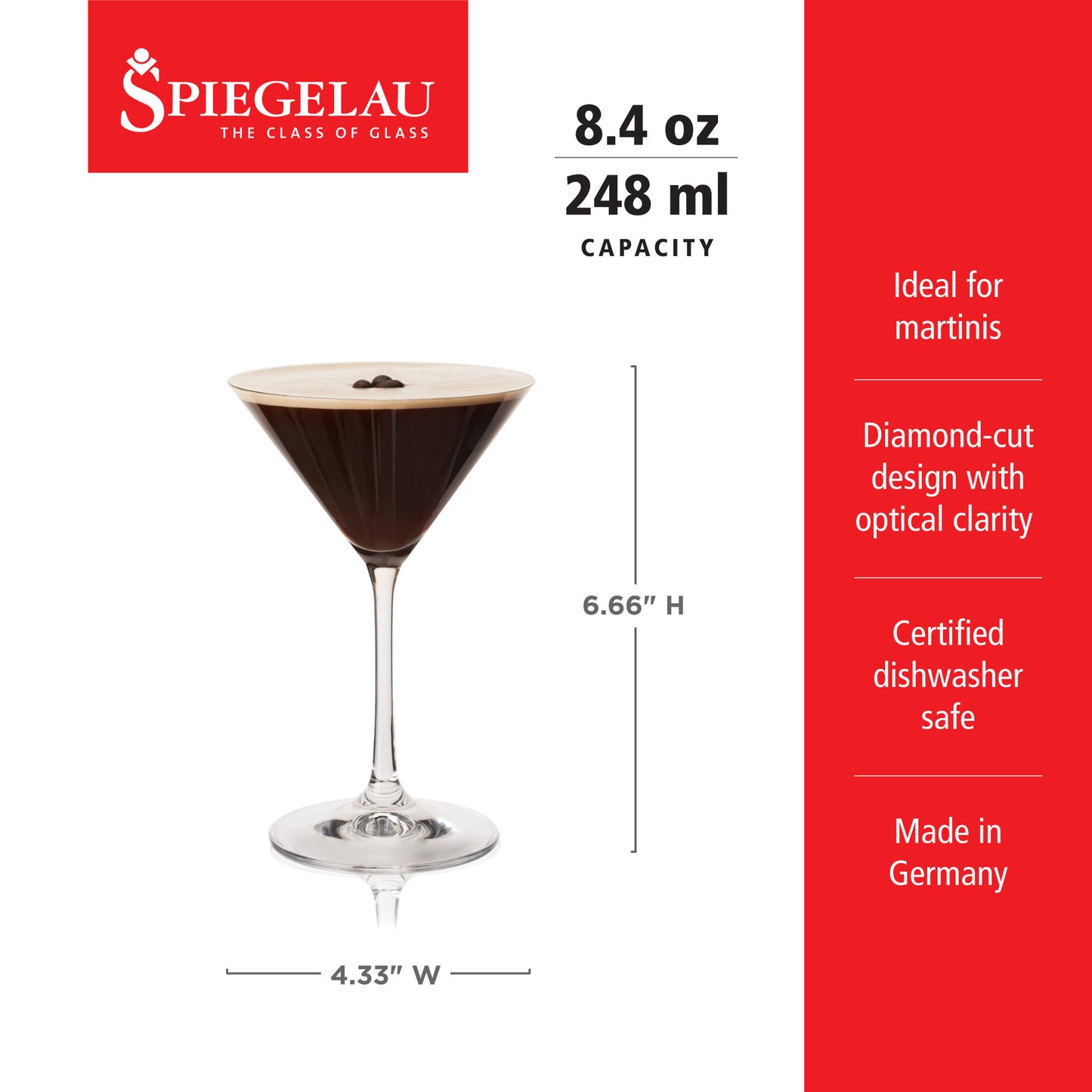 Spiegelau 8.4 Oz Espresso Martini Glasses (Set of 4)