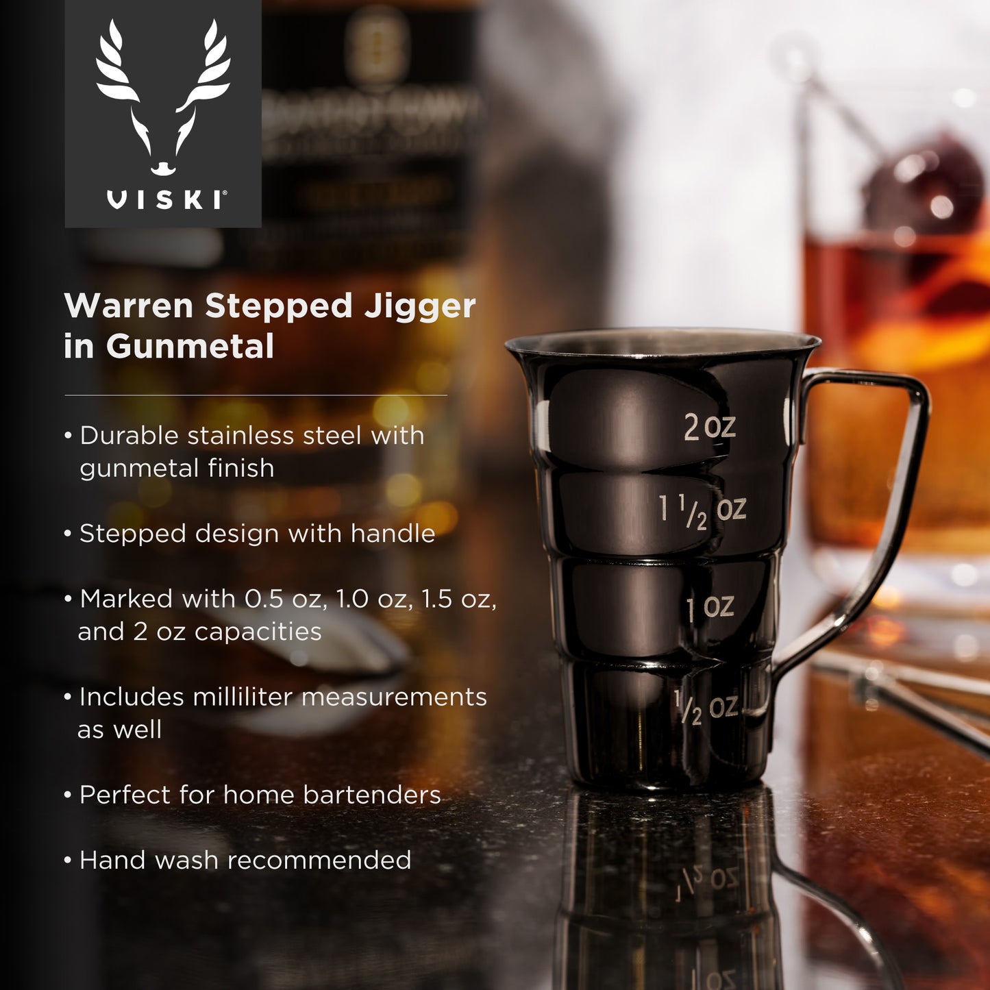 Warren Gunmental Stepped Jigger Viski