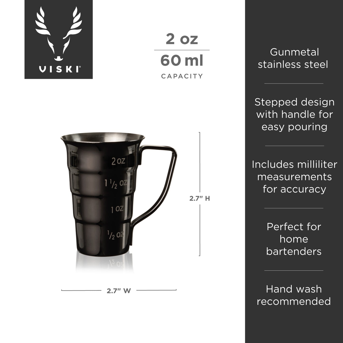 Warren Gunmental Stepped Jigger Viski