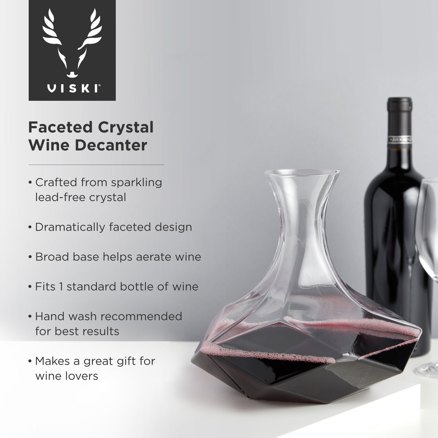 Seneca 64 Oz Crystal Faceted  Wine Decanter Viski®