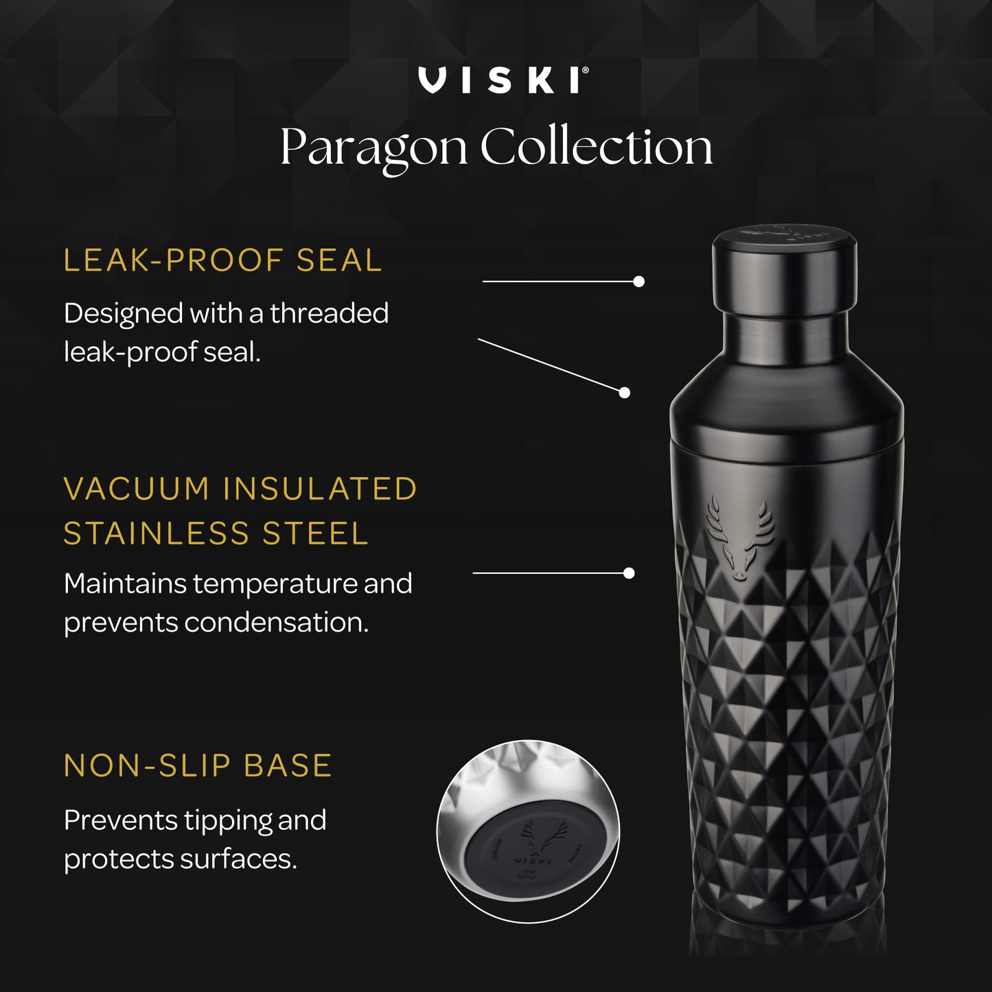 Paragon Obsidian Stainless Steel Cocktail Shaker Viski®