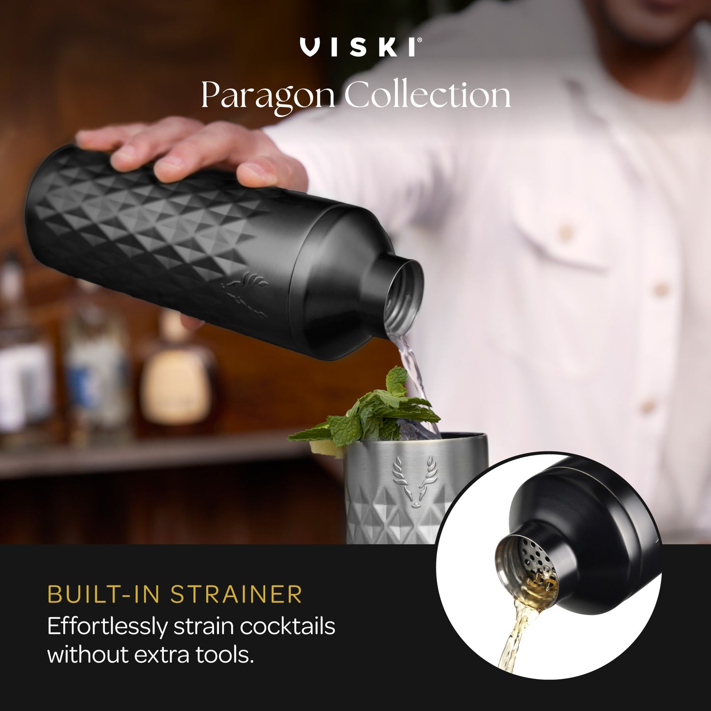 Paragon Obsidian Stainless Steel Cocktail Shaker Viski®