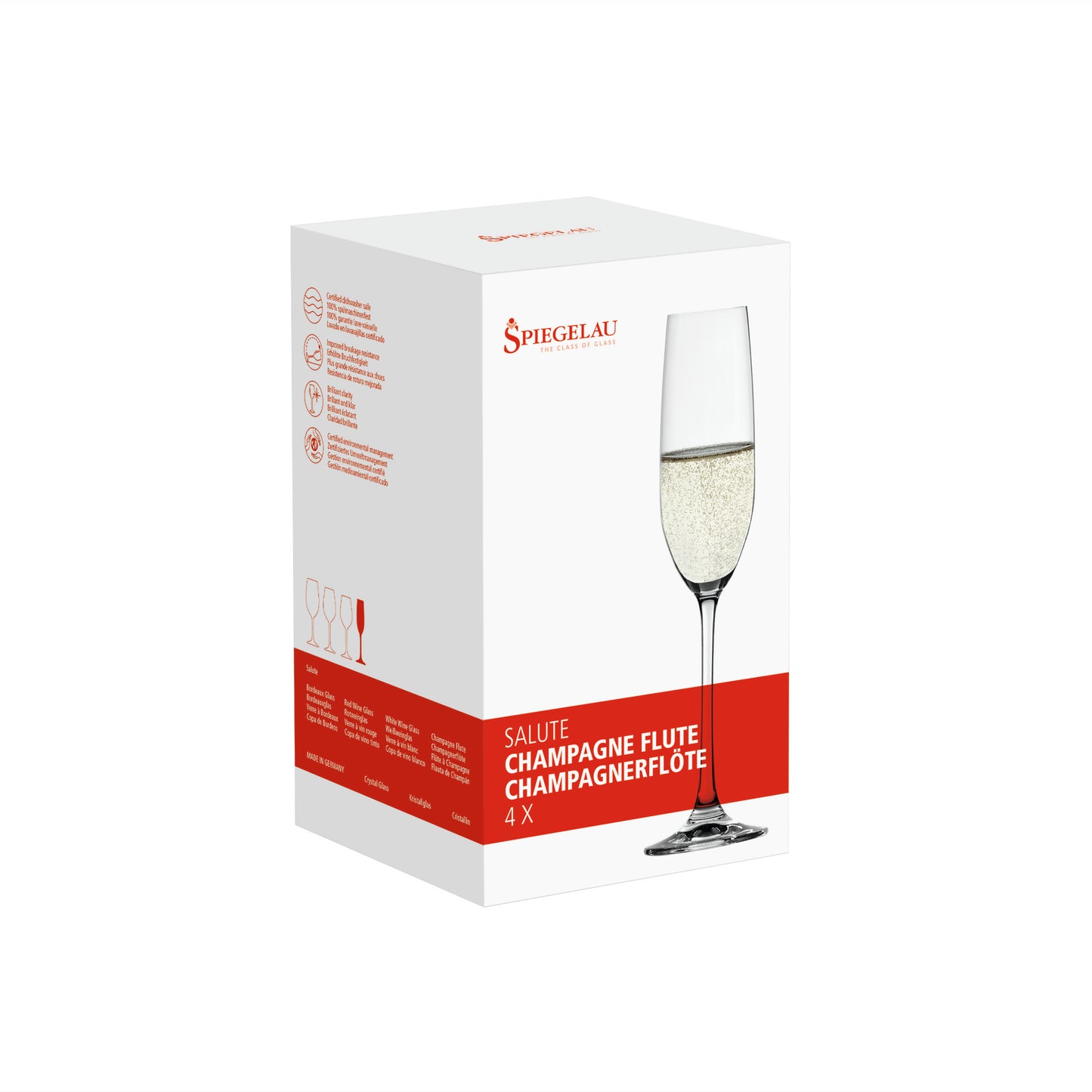 Spiegelau Salute 7.4 Oz Champagne Flutes (Set of 4)
