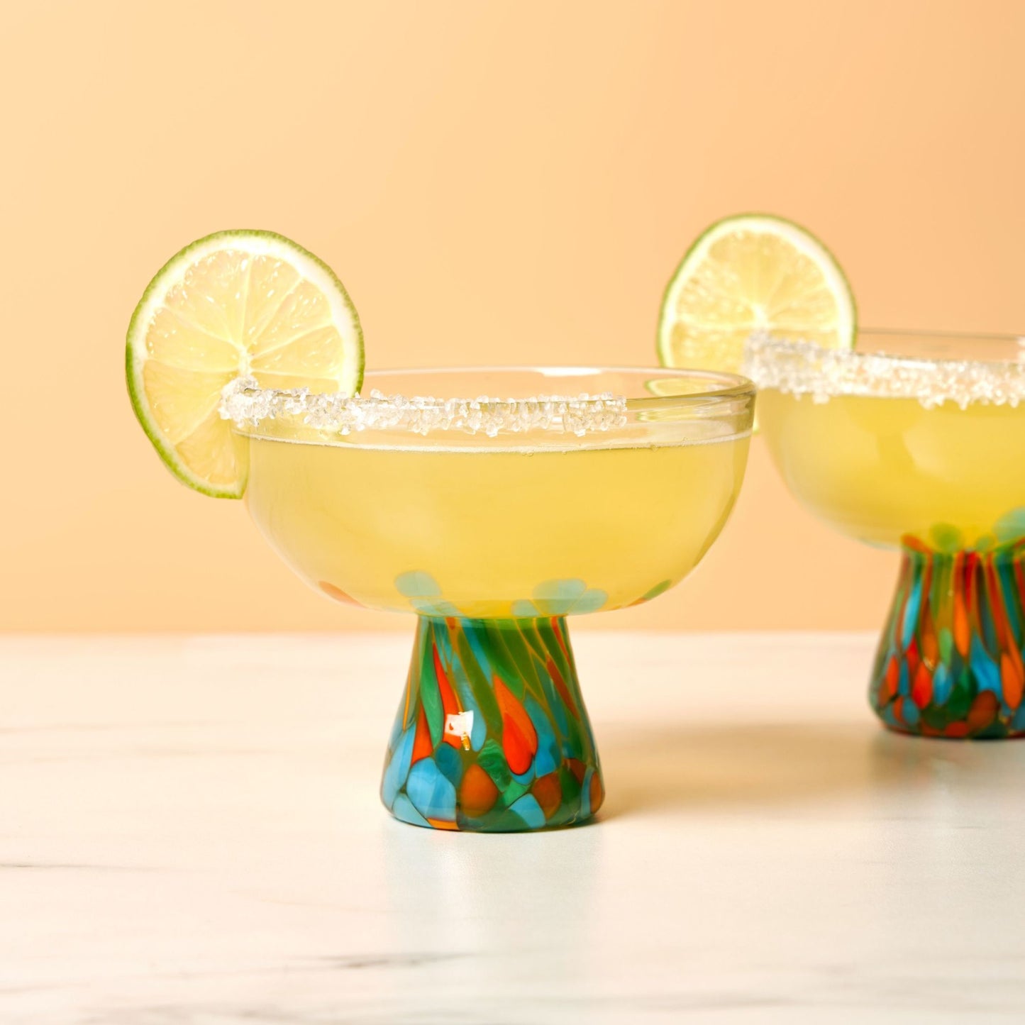 Viajar Wide Stemmed Recycled Margarita Glass Set by Twine Li