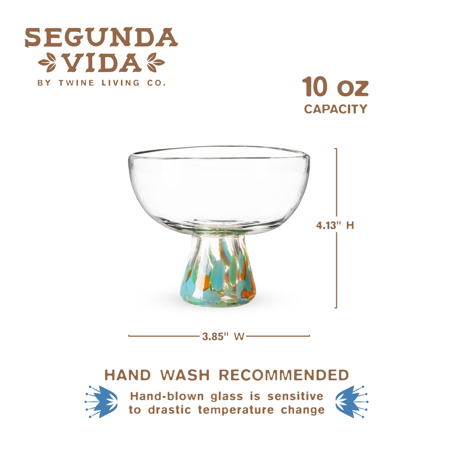Viajar Wide Stemmed Recycled Margarita Glass Set by Twine Li