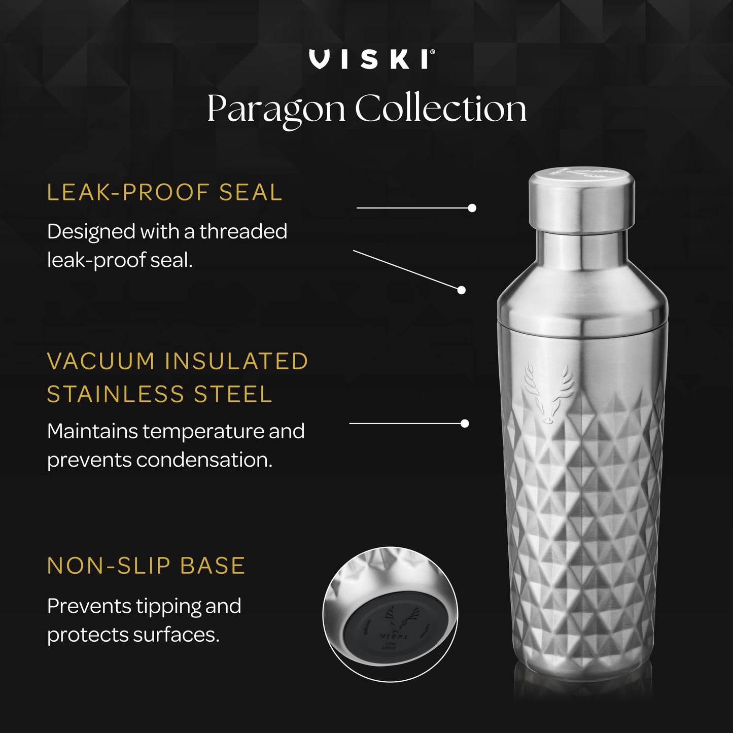 Paragon Platinum Stainless Steel Cocktail Shaker Viski®