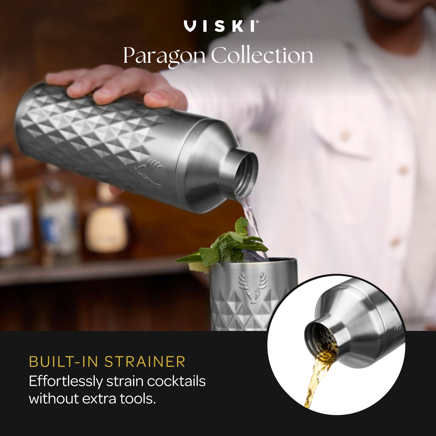 Paragon Platinum Stainless Steel Cocktail Shaker Viski®