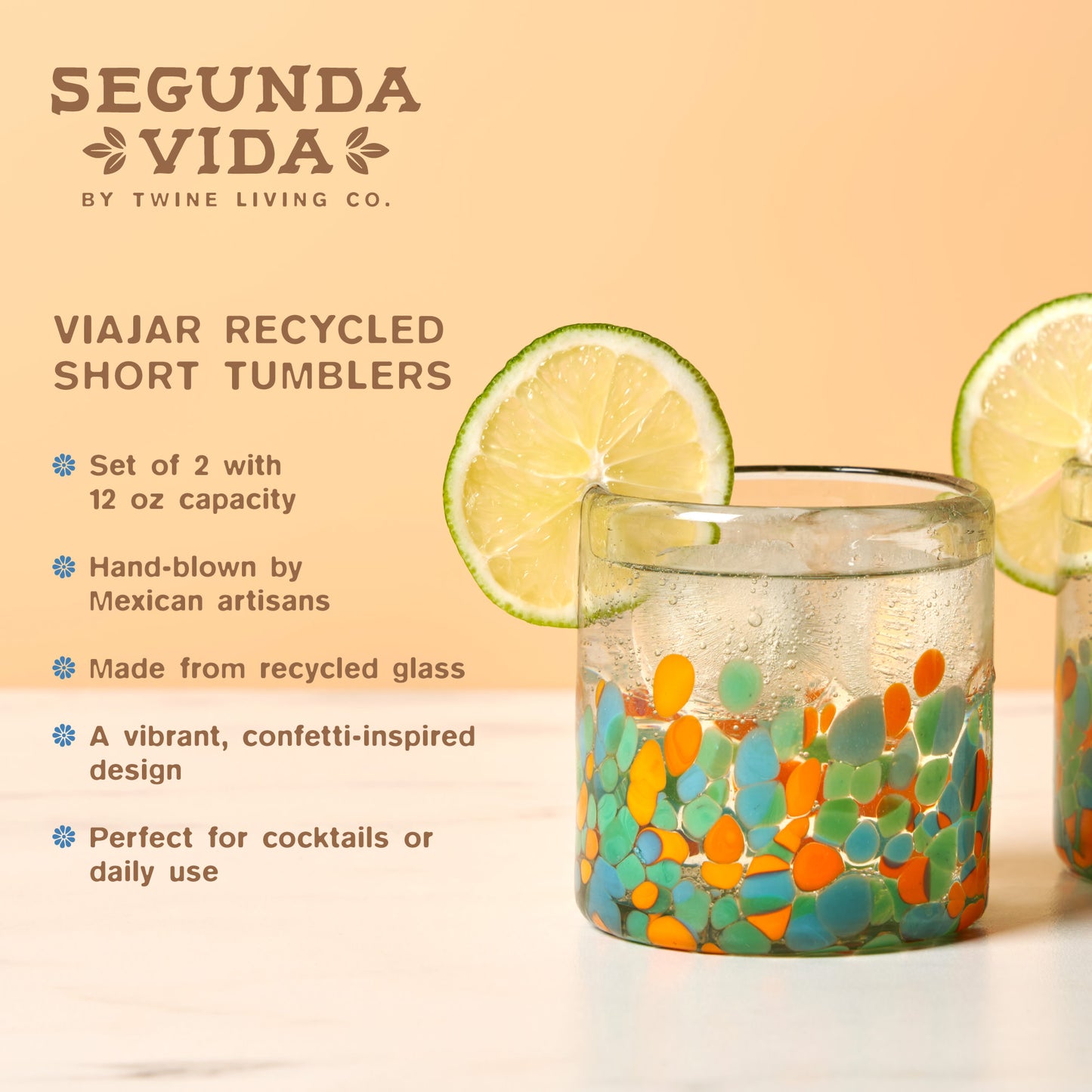 Viajar Short Recycled Tumbler Set by Twine Living®